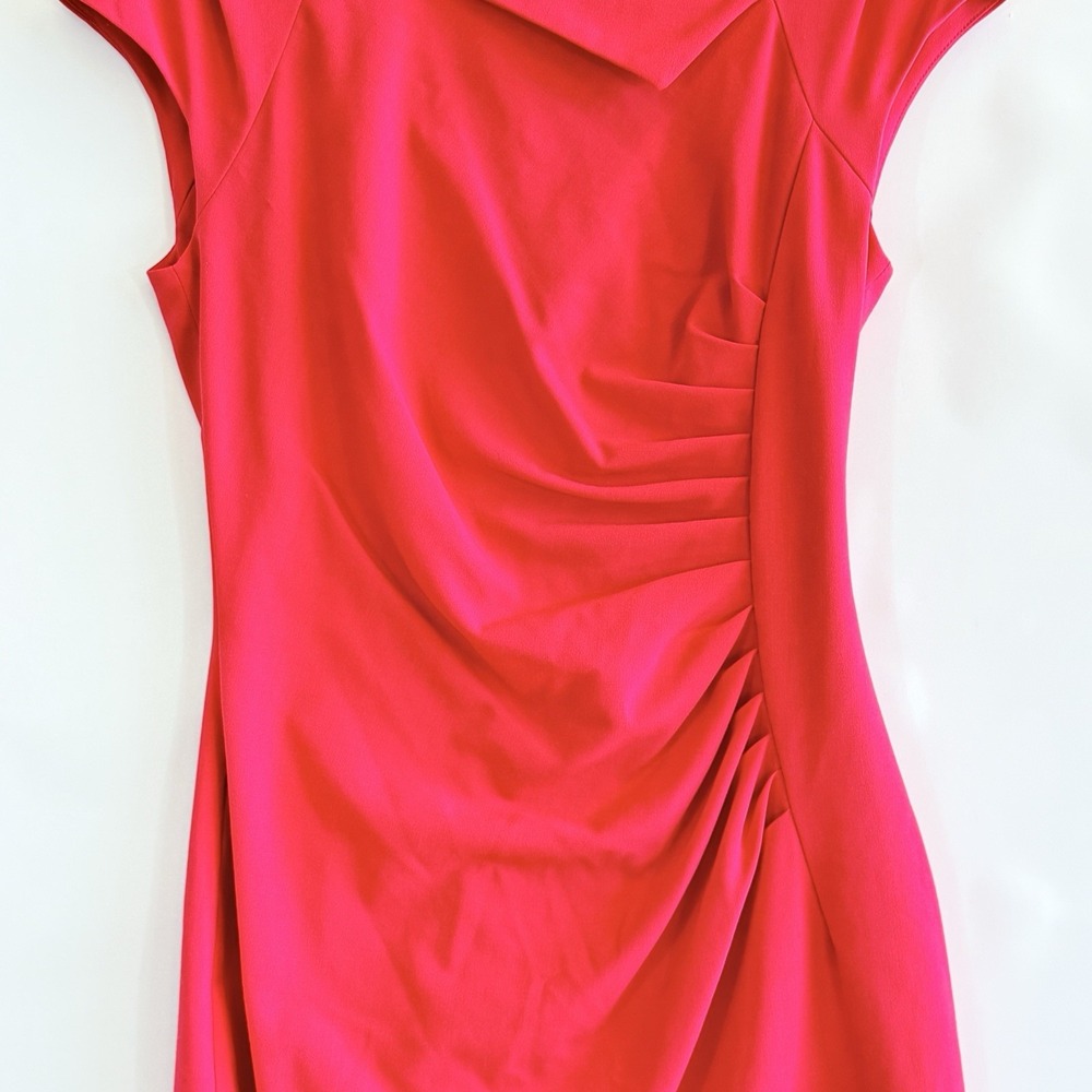 Calvin Klein Dress Womens 4 Fuchsia Pink Ruched Side Sheath Barbiecore Chic - Picture 4 of 10
